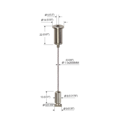 Kit Suspensi Lampu Linear LED Tembaga Berlapis Nikel Dengan Stud Slider YW-86005