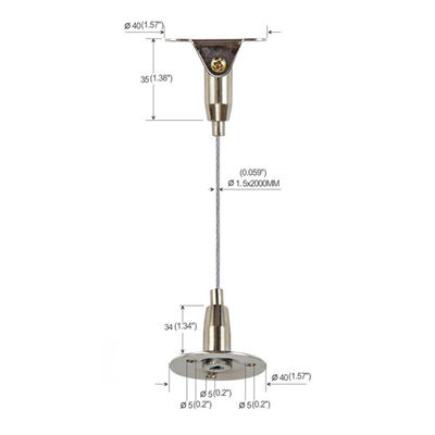 Brass Three Holes Ceiling Cable Hanging System Light Fittings 180 ° Dapat Disesuaikan YW86017