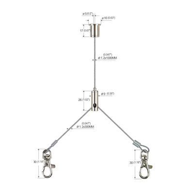 Y Shape LED Panel Light Hanging System Dengan Lobster Hook YW-86021