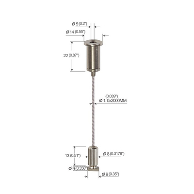 Sekrup dalam kabel menggantung sistem dengan sisi keluar kuningan dan stainless steel kawat kabel pegangan menggantung kit
