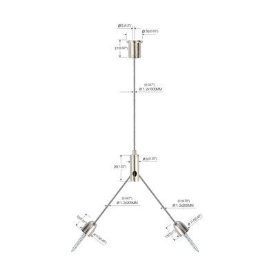 Kit Gantung Garpu Lampu Teluk Tinggi, Kit Suspensi Kawat Berlapis Nikel Kuningan YW-86023