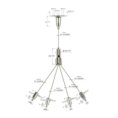 Kit Gantung Garpu Lampu Teluk Tinggi, Kit Suspensi Kawat Berlapis Nikel Kuningan YW-86023