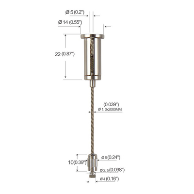 1.2mm Wire Side Exit Hanging Wire Rope Custom Length Wire Suspension Kit Untuk Frame Gambar