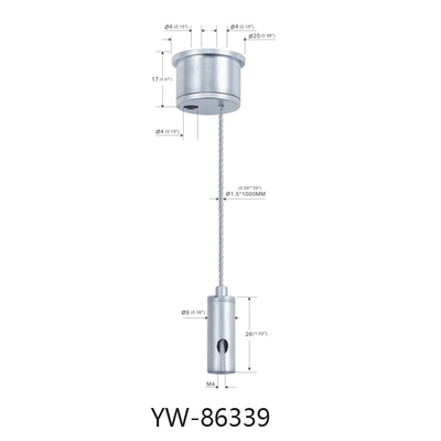 LED Pencahayaan Kabel Set Up Sistem Dengan 1.2mm Sekrup Di Kawat 600mm Panjang disesuaikan Finish