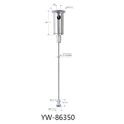 LED Pencahayaan Kabel Set Up Sistem Dengan 1.2mm Sekrup Di Kawat 600mm Panjang disesuaikan Finish