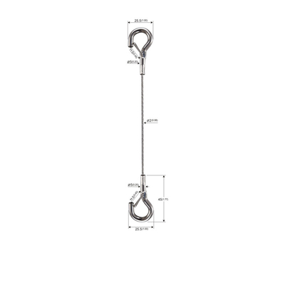 Penerangan Keamanan Tujuan Safety Wire Rope Sling Dengan Snap Hook Di Kedua Ujungnya